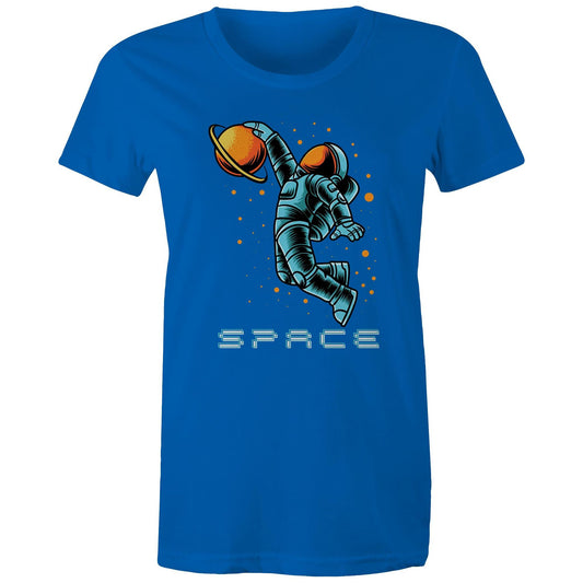 Astronaut Basketball - Womens T-shirt Bright Royal Womens T-shirt Space