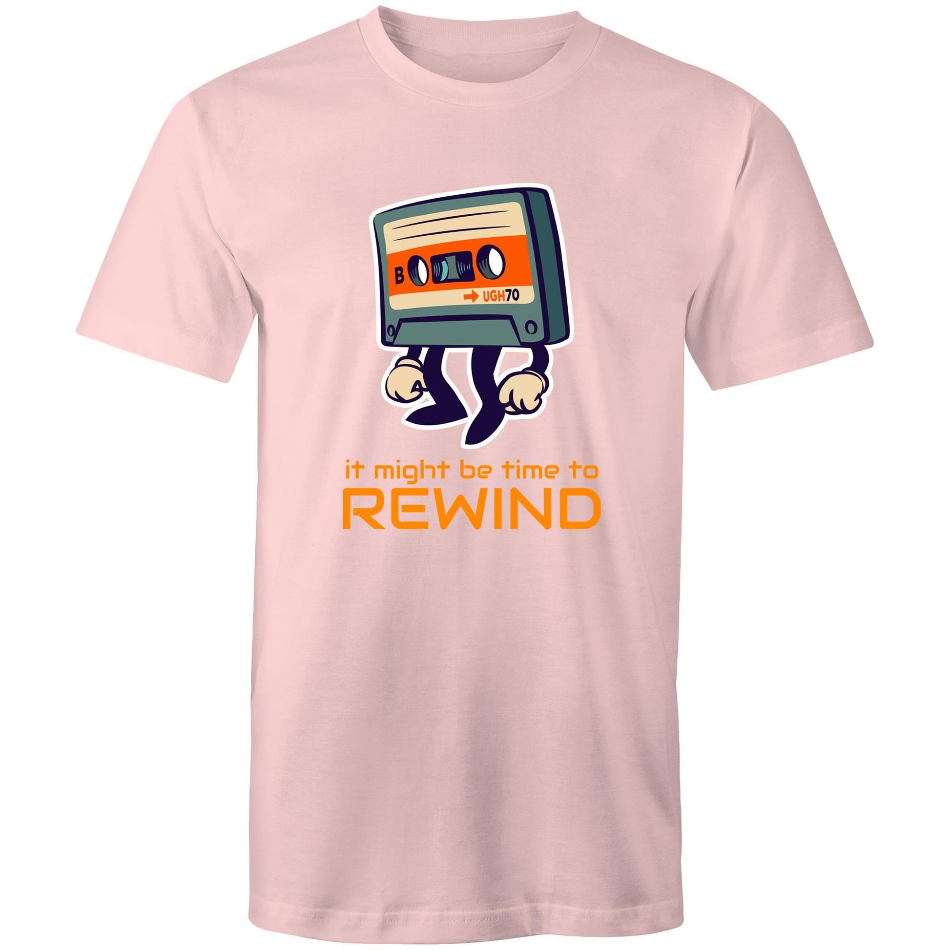 It Might Be Time To Rewind - Mens T-Shirt Pink Mens T-shirt Music Retro