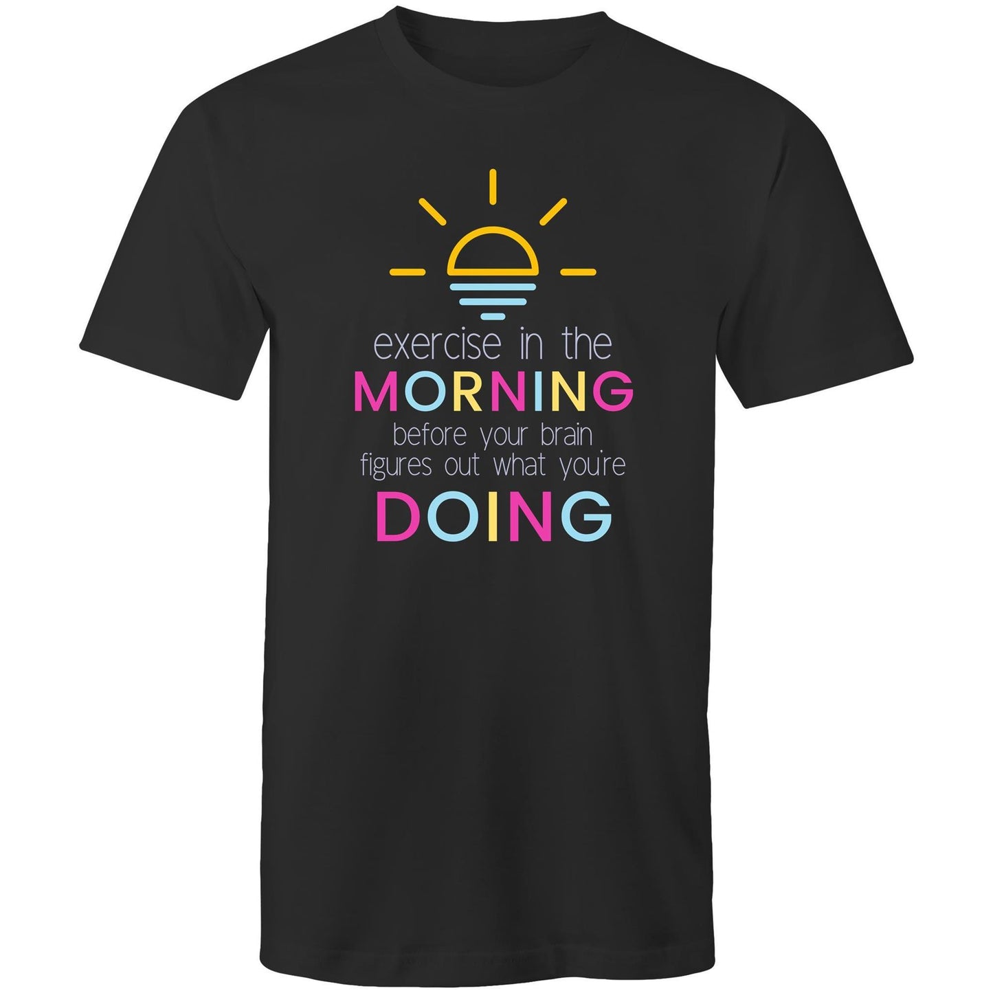 Exercise In The Morning - Short Sleeve T-shirt Black Fitness T-shirt Fitness Mens Womens