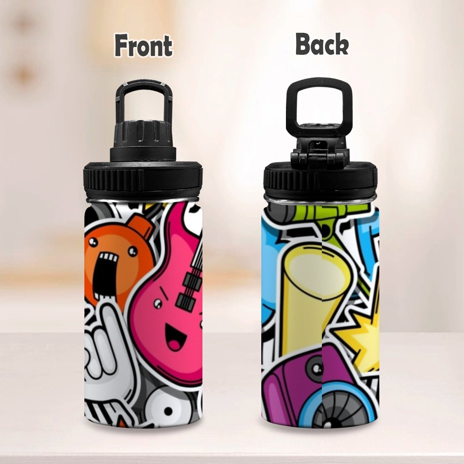 Sticker Music - Kids Water Bottle with Chug Lid (12 oz) Kids Water Bottle with Chug Lid Printed Offshore