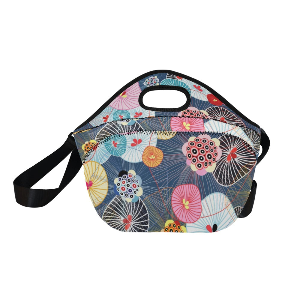 Abstract Floral - Neoprene Lunch Bag/Large Neoprene Lunch Bag/Large Plants Printed Offshore