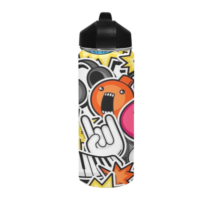 Sticker Music Insulated Water Bottle with Straw Lid (18 oz) Insulated Water Bottle with Straw Lid Printed Offshore