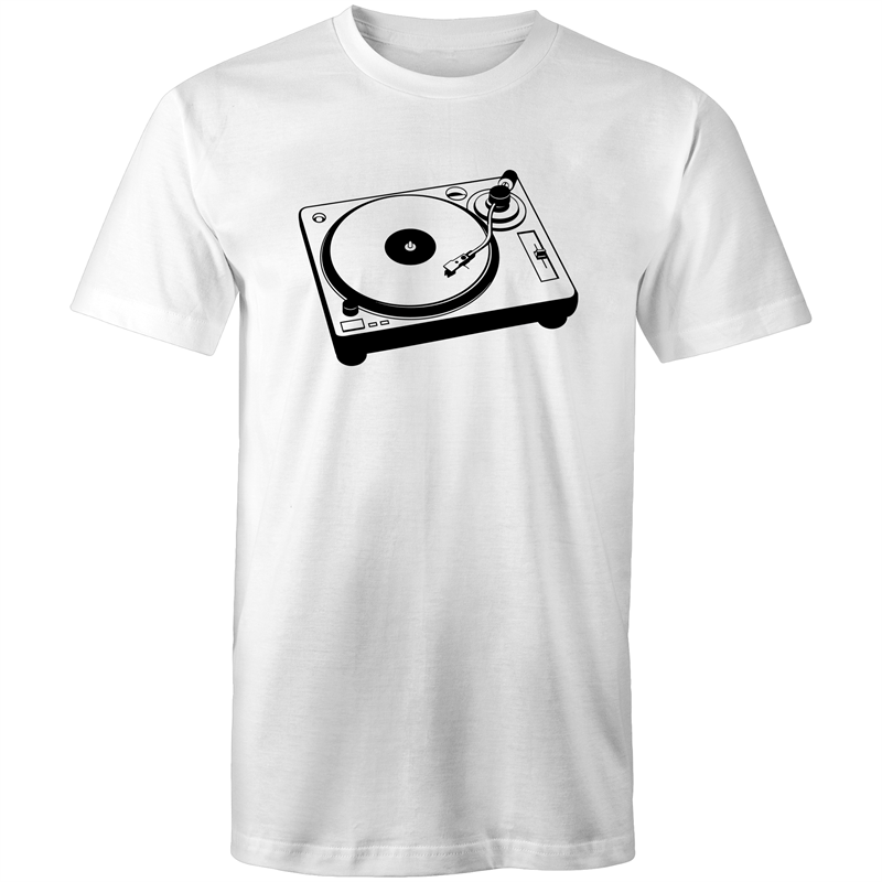 Turntable - Mens T-Shirt White Mens T-shirt Mens Music Retro