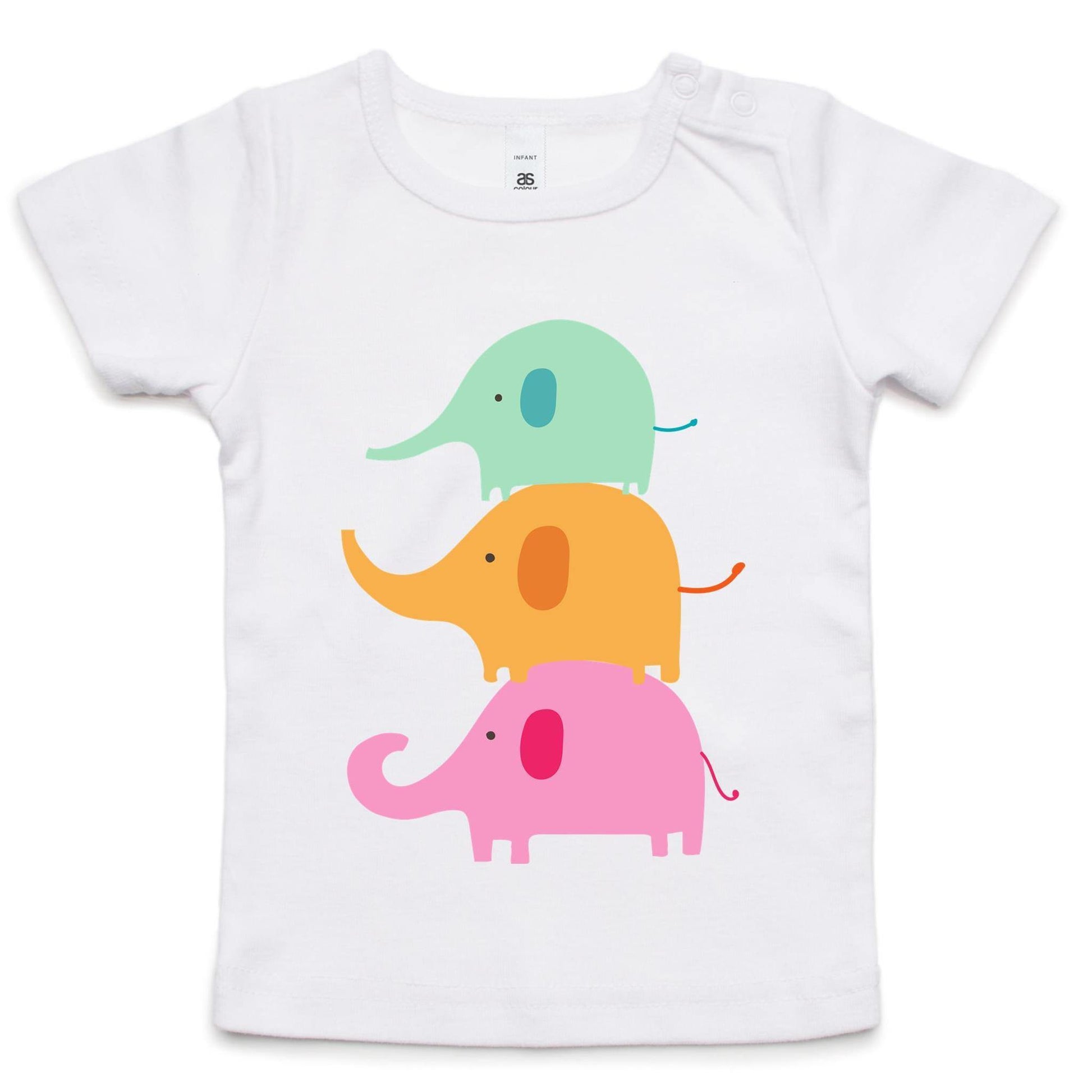 Three Cute Elephants - Baby T-shirt White Baby T-shirt animal kids