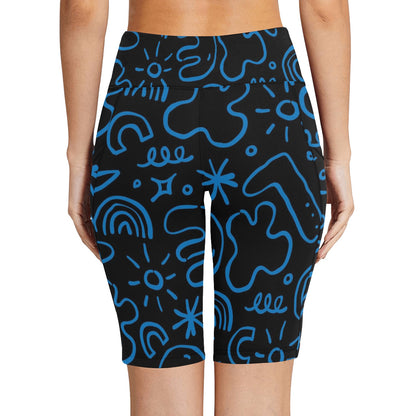 Blue Squiggle - Women's Bike Shorts Womens Bike Shorts