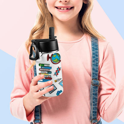 Science Time - Kids Water Bottle with Straw Lid (12 oz) Kids Water Bottle with Straw Lid Printed Offshore