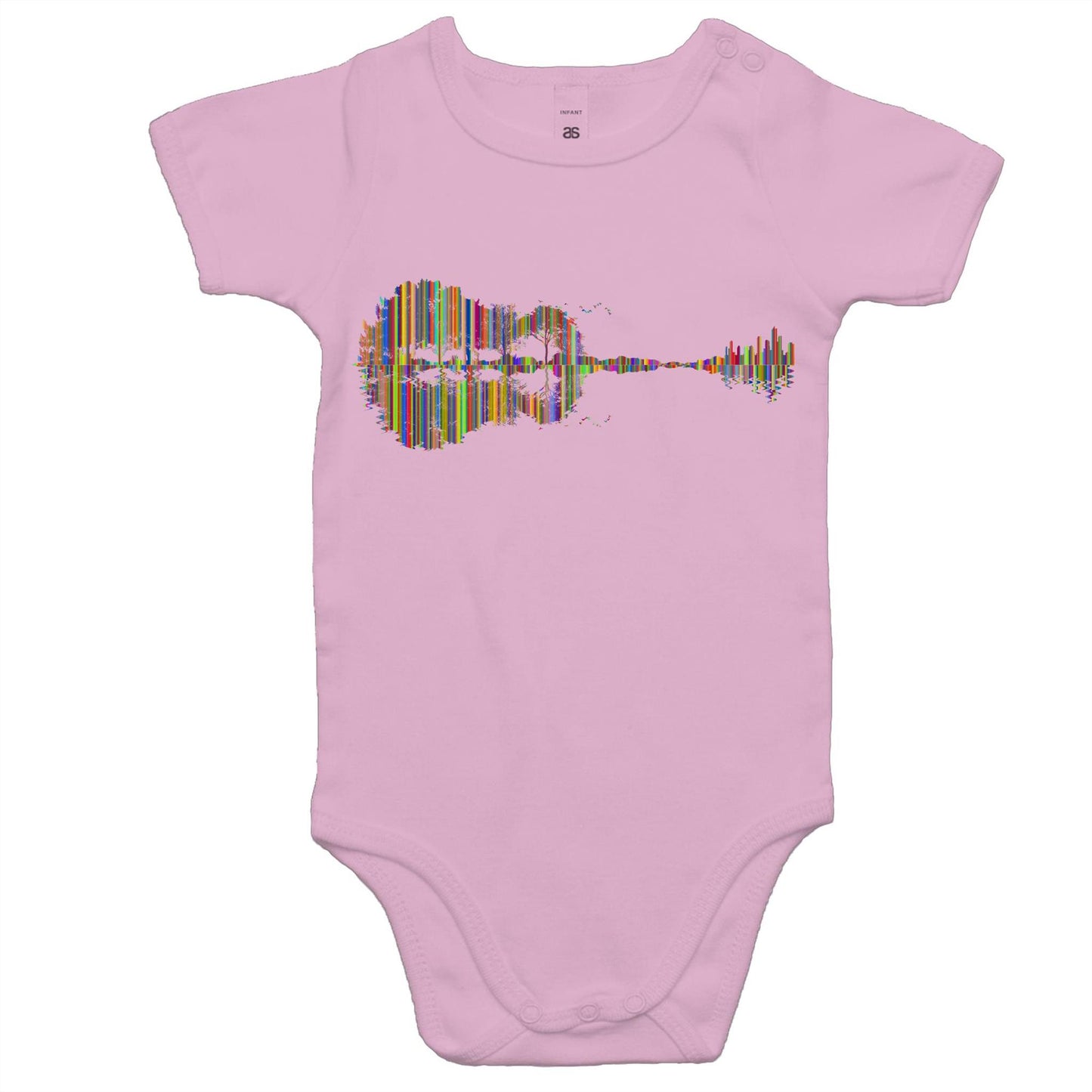 Guitar Reflection In Colour - Baby Bodysuit Pink Baby Bodysuit Music