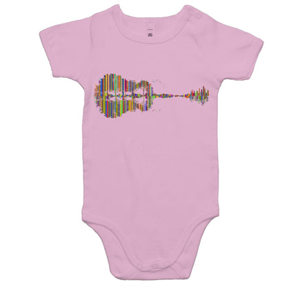 Guitar Reflection In Colour - Baby Bodysuit Pink Baby Bodysuit Music