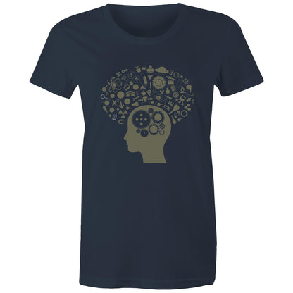 Science Brain - Womens T-shirt Navy Womens T-shirt Science Womens