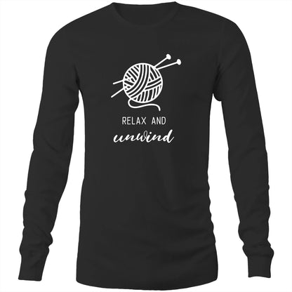 Relax And Unwind - Long Sleeve T-Shirt Black Unisex Long Sleeve T-shirt Mens Womens
