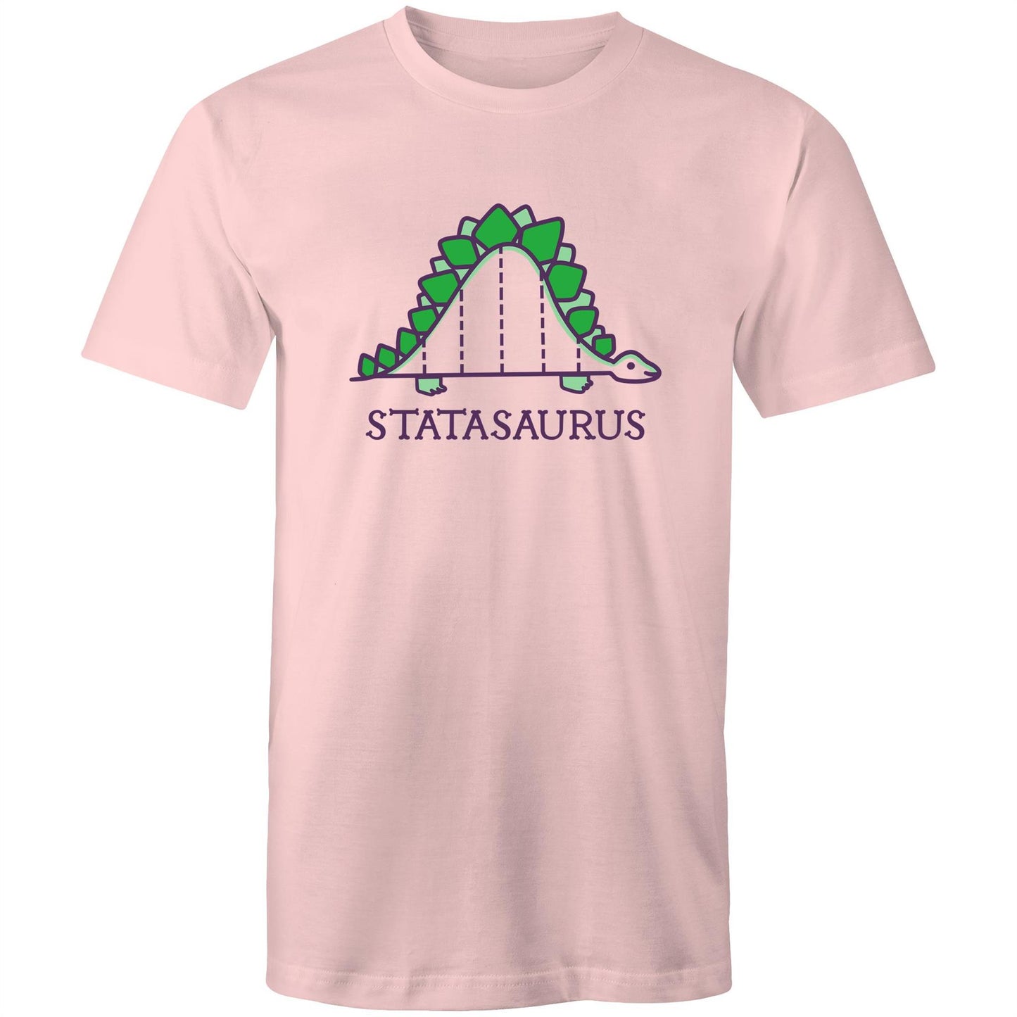 Statasaurus - Mens T-Shirt Pink Mens T-shirt animal Maths Science