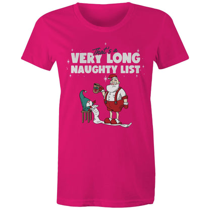 Santa's Naughty List - Womens T-shirt Fuchsia Christmas Womens T-shirt Merry Christmas