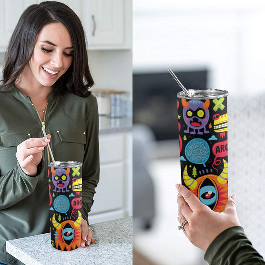 Monster Kids - 20oz Tall Skinny Tumbler with Lid and Straw 20oz Tall Skinny Tumbler with Lid and Straw