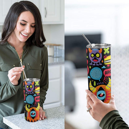 Monster Kids - 20oz Tall Skinny Tumbler with Lid and Straw 20oz Tall Skinny Tumbler with Lid and Straw