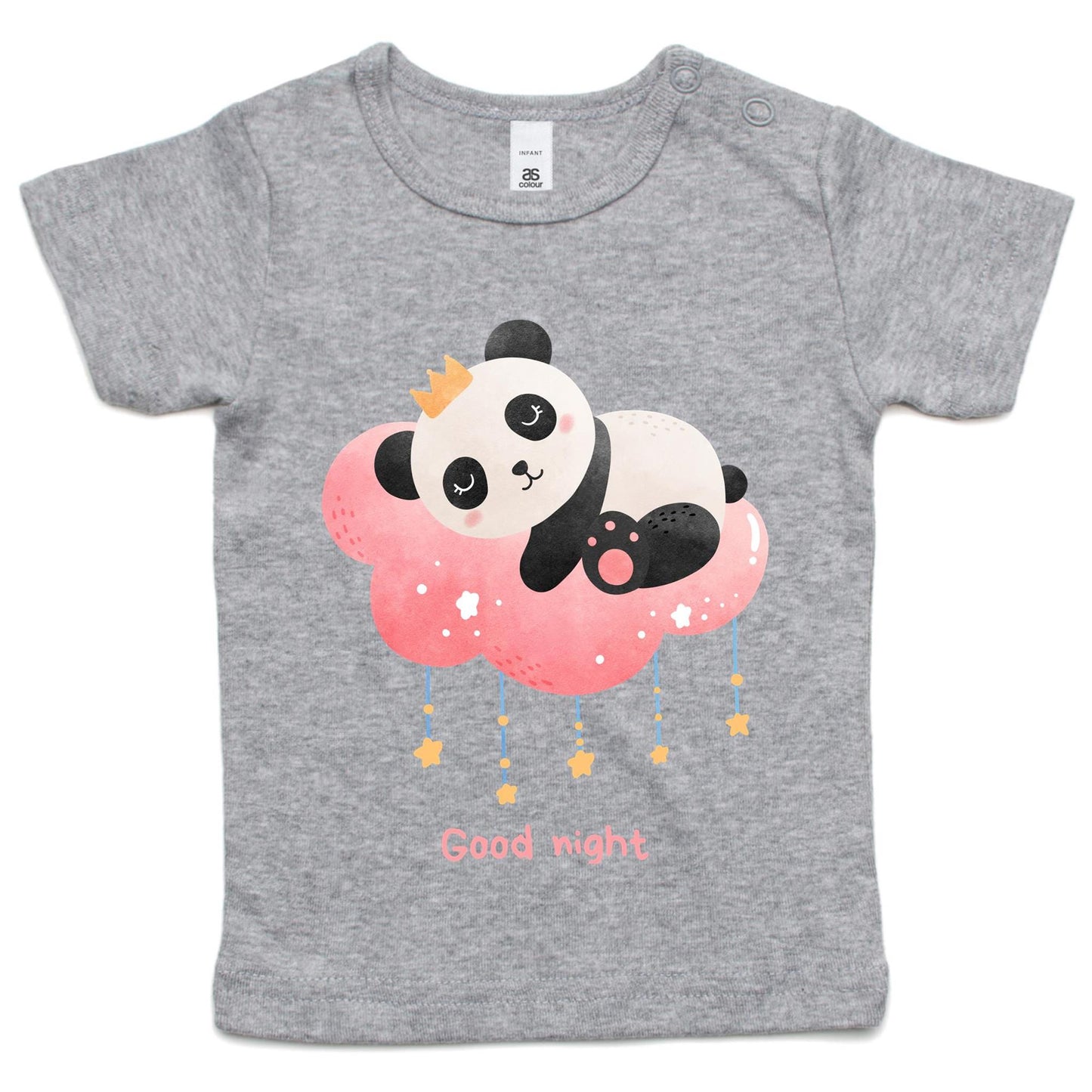 Good Night Panda - Baby T-shirt Grey Marle Baby T-shirt animal