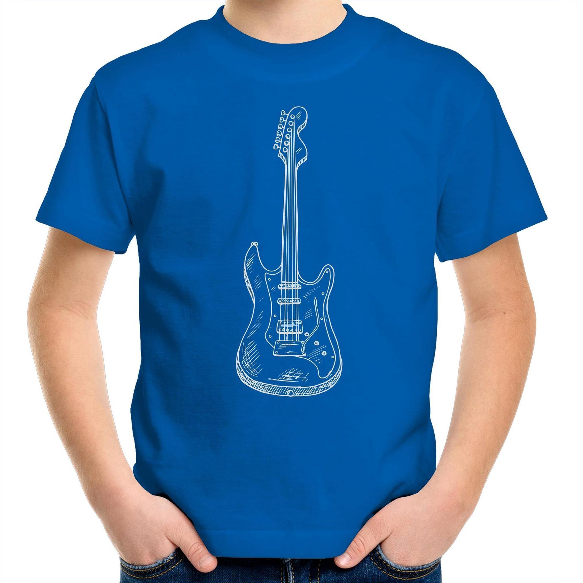 Guitar - Kids Youth Crew T-Shirt Bright Royal Kids Youth T-shirt Music
