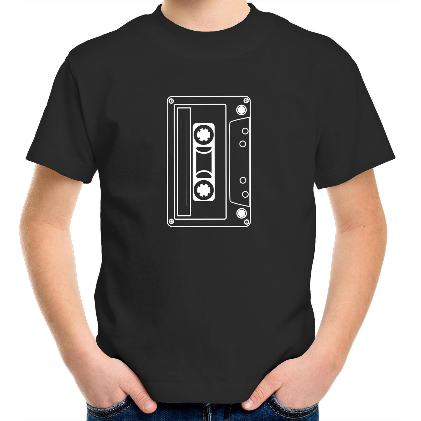 Cassette - Kids Youth Crew T-Shirt Black Kids Youth T-shirt Music Retro