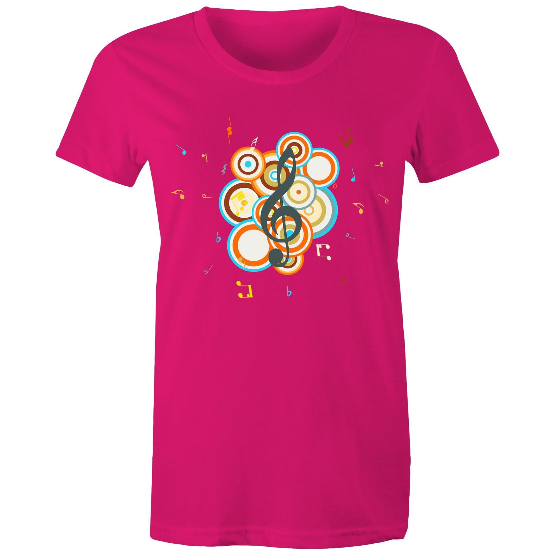 Groovy Music - Women's T-shirt Fuchsia Womens T-shirt Music Retro Womens