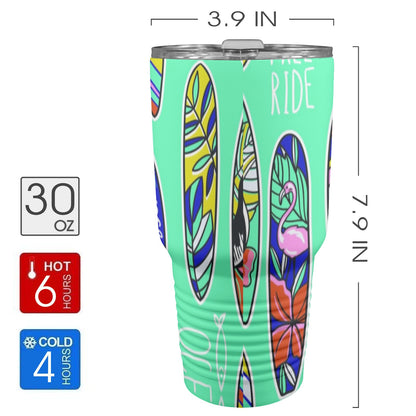 Surfboards - 30oz Insulated Stainless Steel Mobile Tumbler 30oz Insulated Stainless Steel Mobile Tumbler Printed Offshore Summer Surf