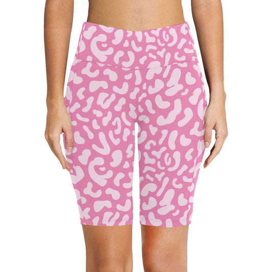 Pink Leopard - Women's Bike Shorts Womens Bike Shorts animal