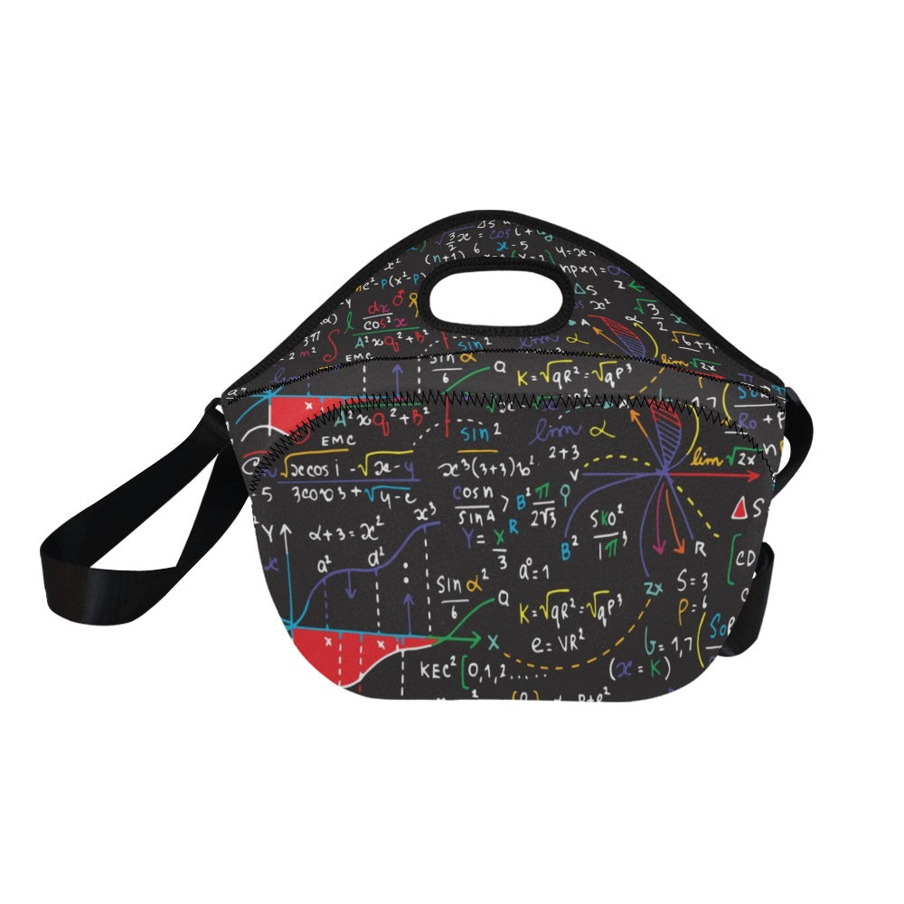 Colourful Maths Formulas - Neoprene Lunch Bag/Large Neoprene Lunch Bag/Large Maths Printed Offshore Science