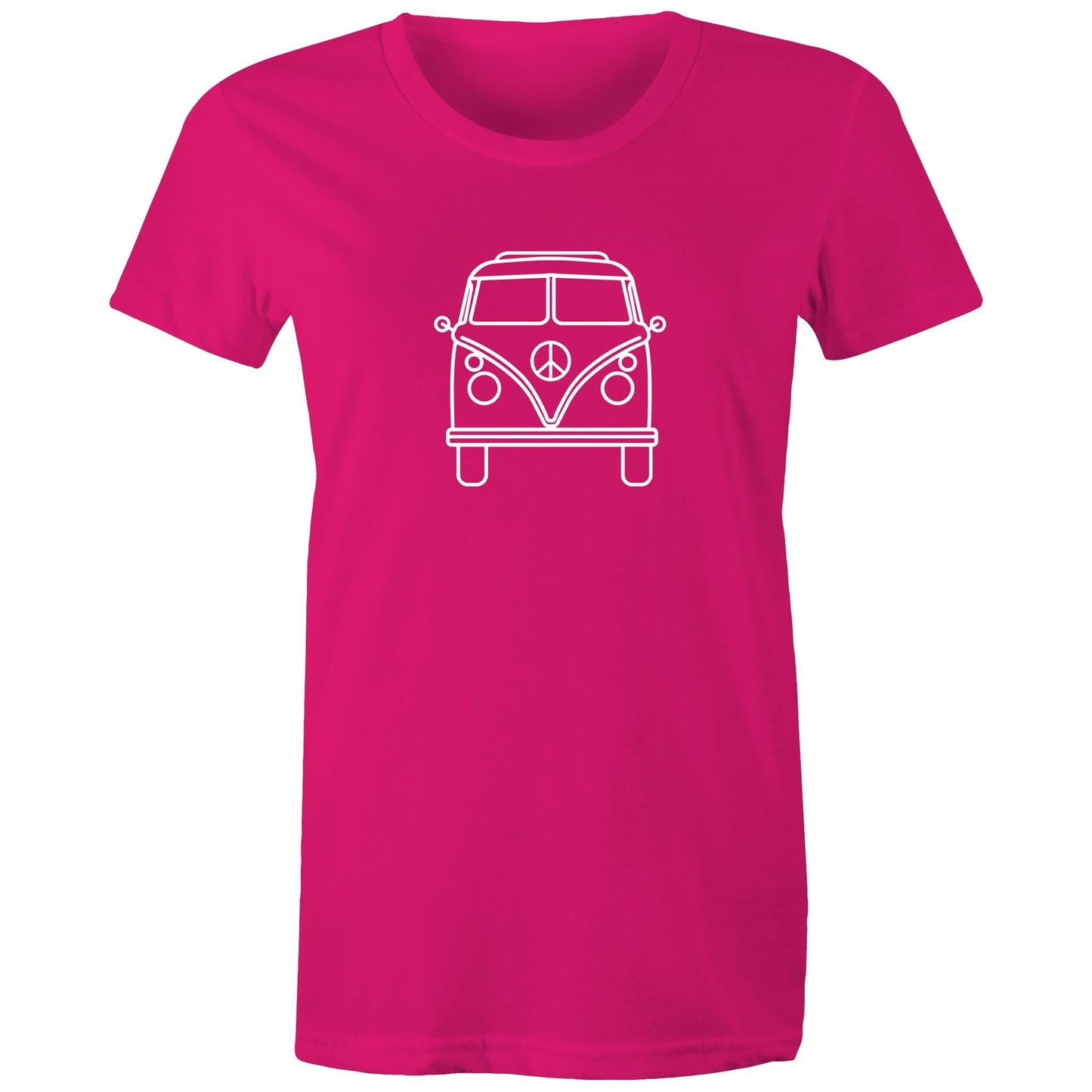 Beach Van - Women's T-shirt Fuchsia Womens T-shirt Retro Summer Womens