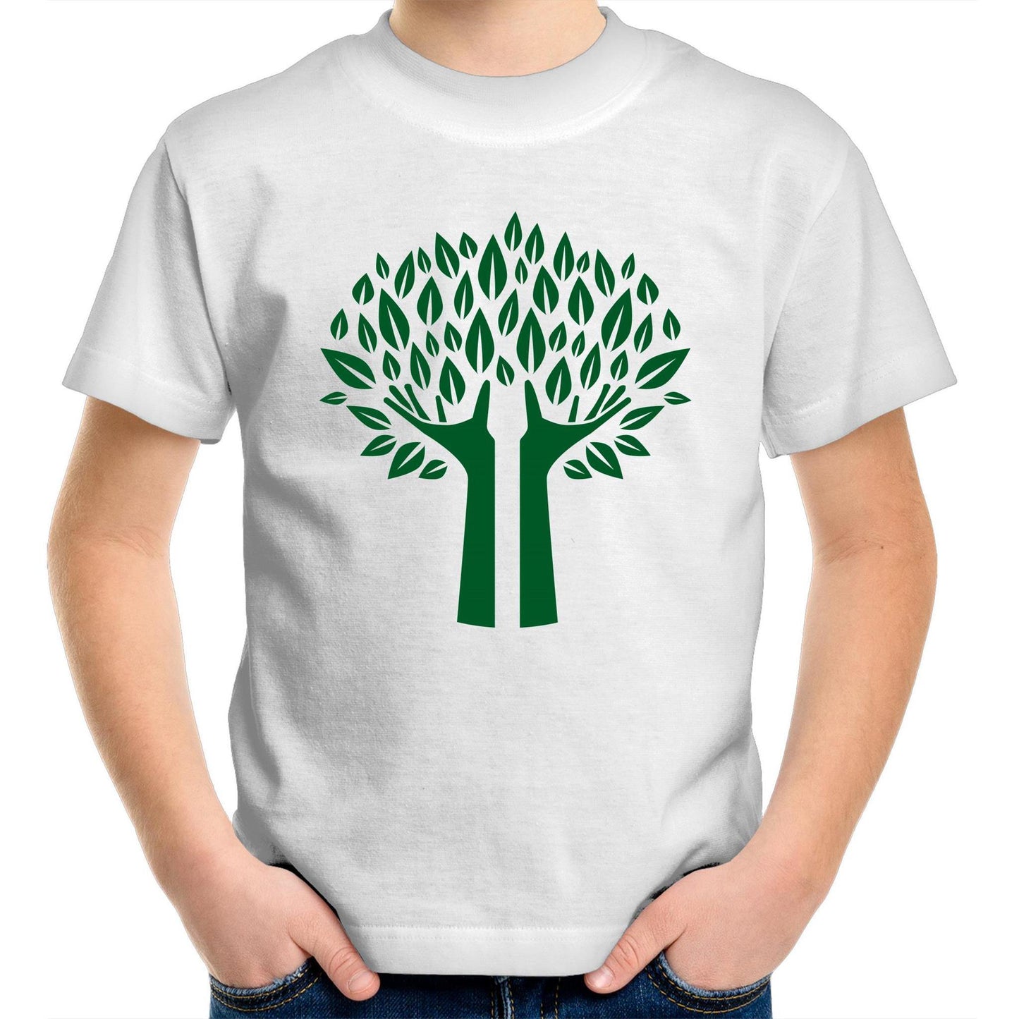 Green Tree - Kids Youth Crew T-Shirt White Kids Youth T-shirt Environment Plants