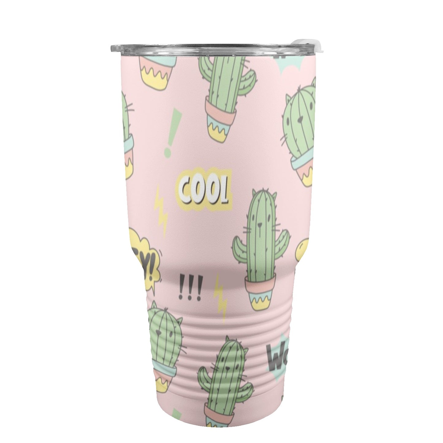 Cactus Cat - 30oz Insulated Stainless Steel Mobile Tumbler 30oz Insulated Stainless Steel Mobile Tumbler animal Plants Printed Offshore