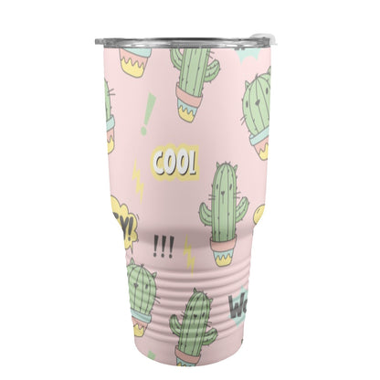 Cactus Cat - 30oz Insulated Stainless Steel Mobile Tumbler 30oz Insulated Stainless Steel Mobile Tumbler animal Plants