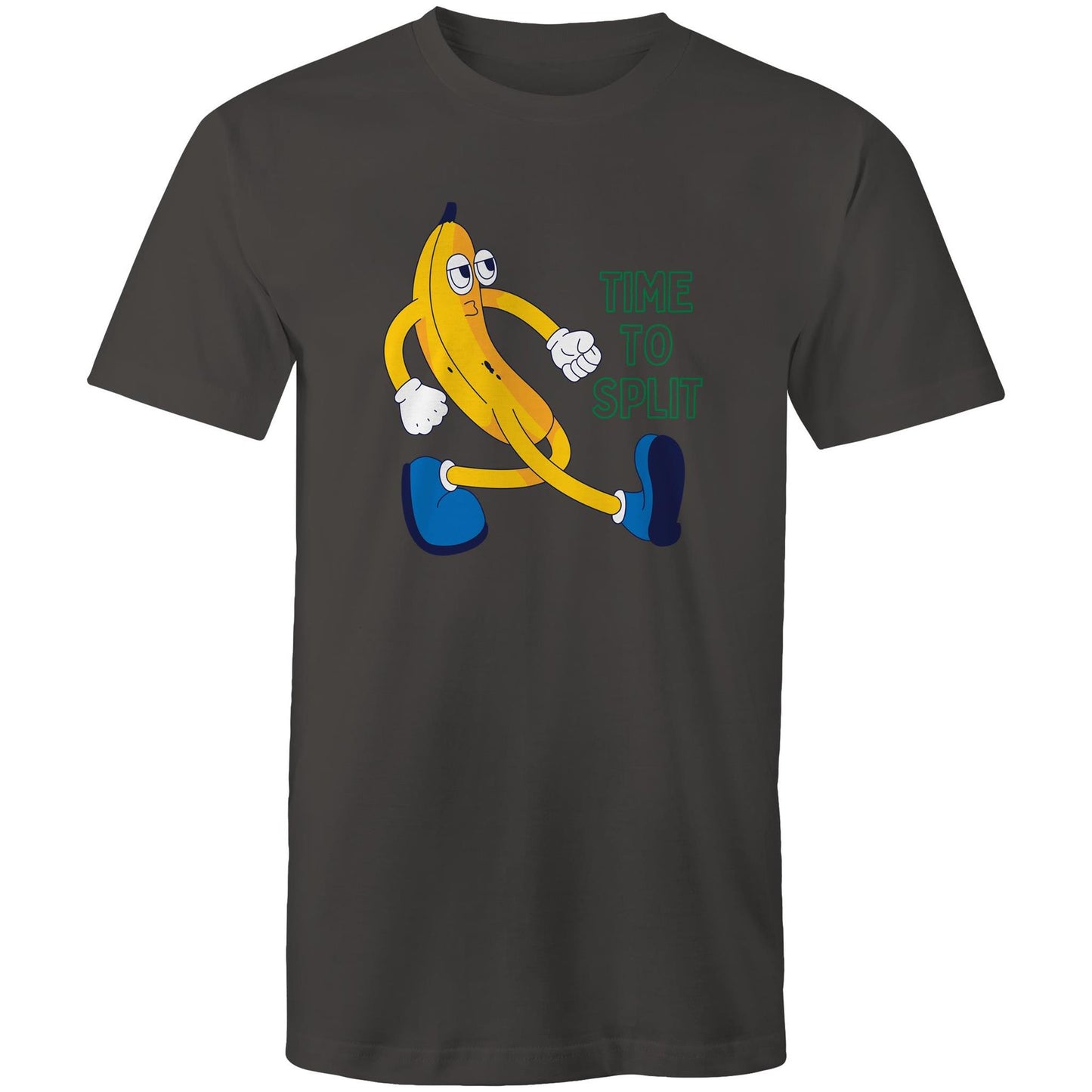 Banana, Time To Split - Mens T-Shirt Charcoal Mens T-shirt Funny
