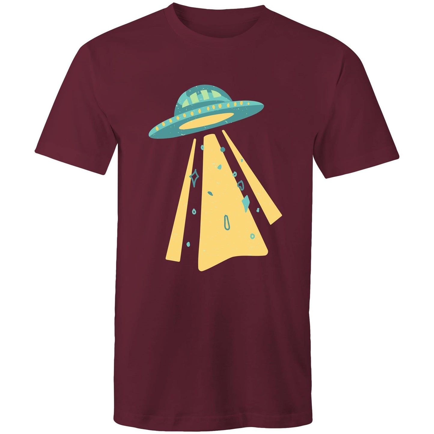 UFO - Mens T-Shirt Burgundy Mens T-shirt Mens Retro Sci Fi Space