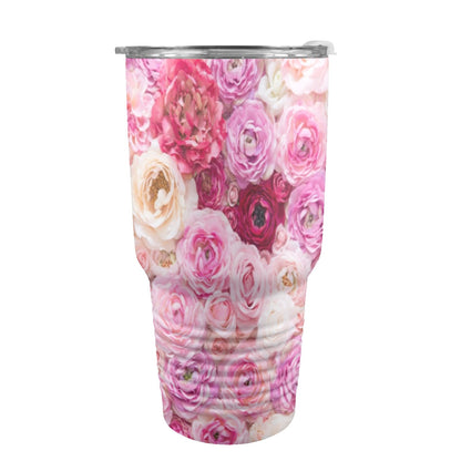 Pink Floral - 30oz Insulated Stainless Steel Mobile Tumbler 30oz Insulated Stainless Steel Mobile Tumbler Plants