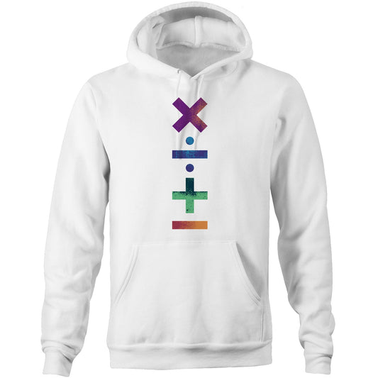 Maths Symbols - Pocket Hoodie Sweatshirt White Hoodie Maths Science
