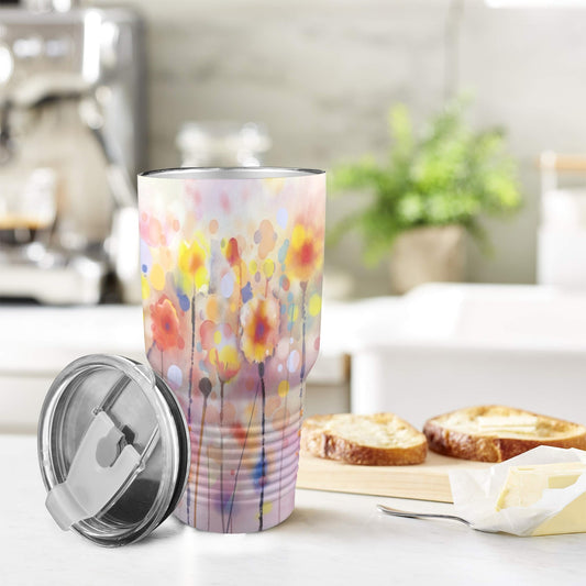 Floral Watercolour - 30oz Insulated Stainless Steel Mobile Tumbler 30oz Insulated Stainless Steel Mobile Tumbler Plants