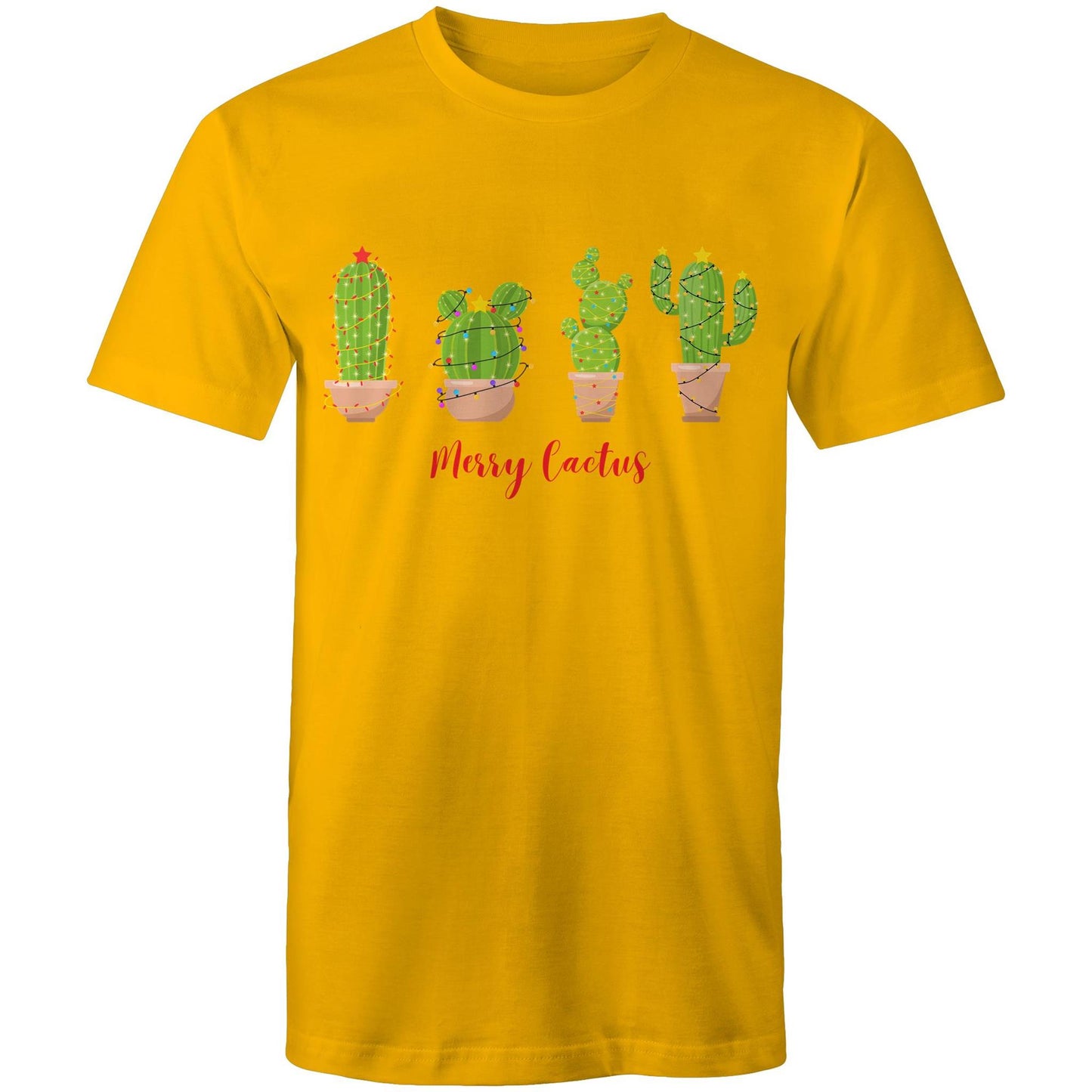 Merry Cactus - Mens T-Shirt Gold Christmas Mens T-shirt Merry Christmas