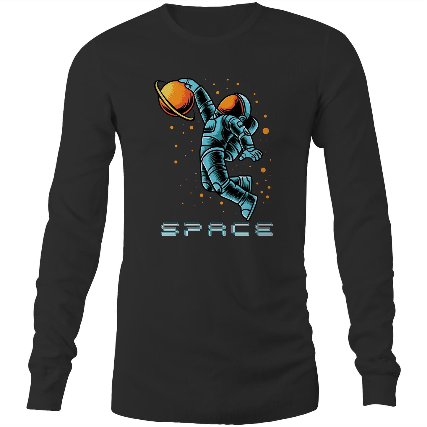 Astronaut Basketball - Long Sleeve T-Shirt Black Unisex Long Sleeve T-shirt Space