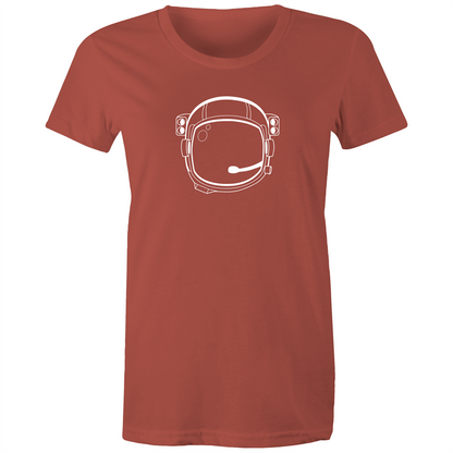 Astronaut Helmet - Women's T-shirt Coral Womens T-shirt Space Womens