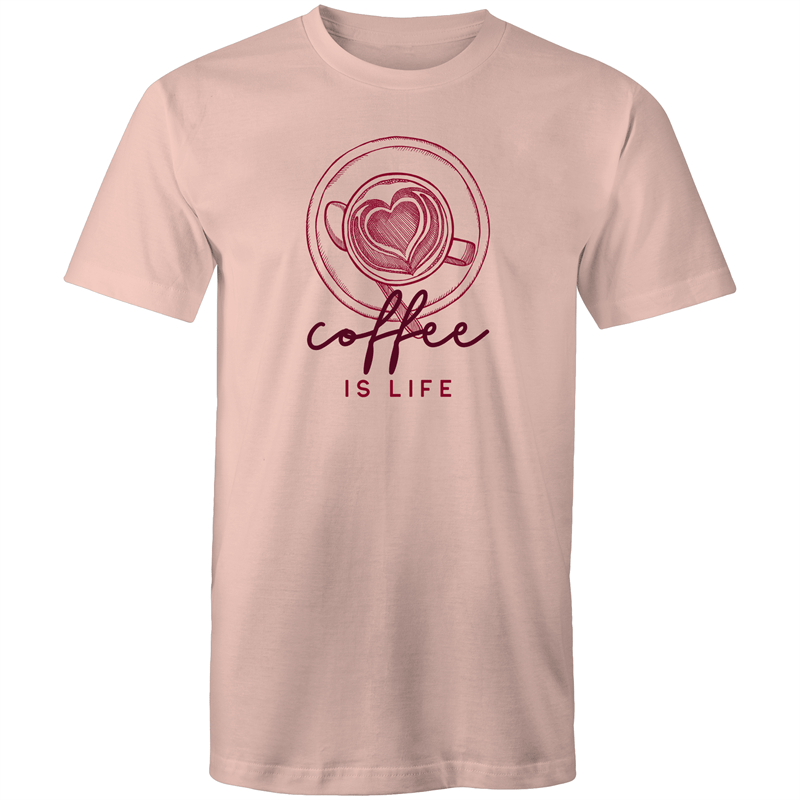 Coffee Is Life - Mens T-Shirt Pale Pink Mens T-shirt Coffee Mens