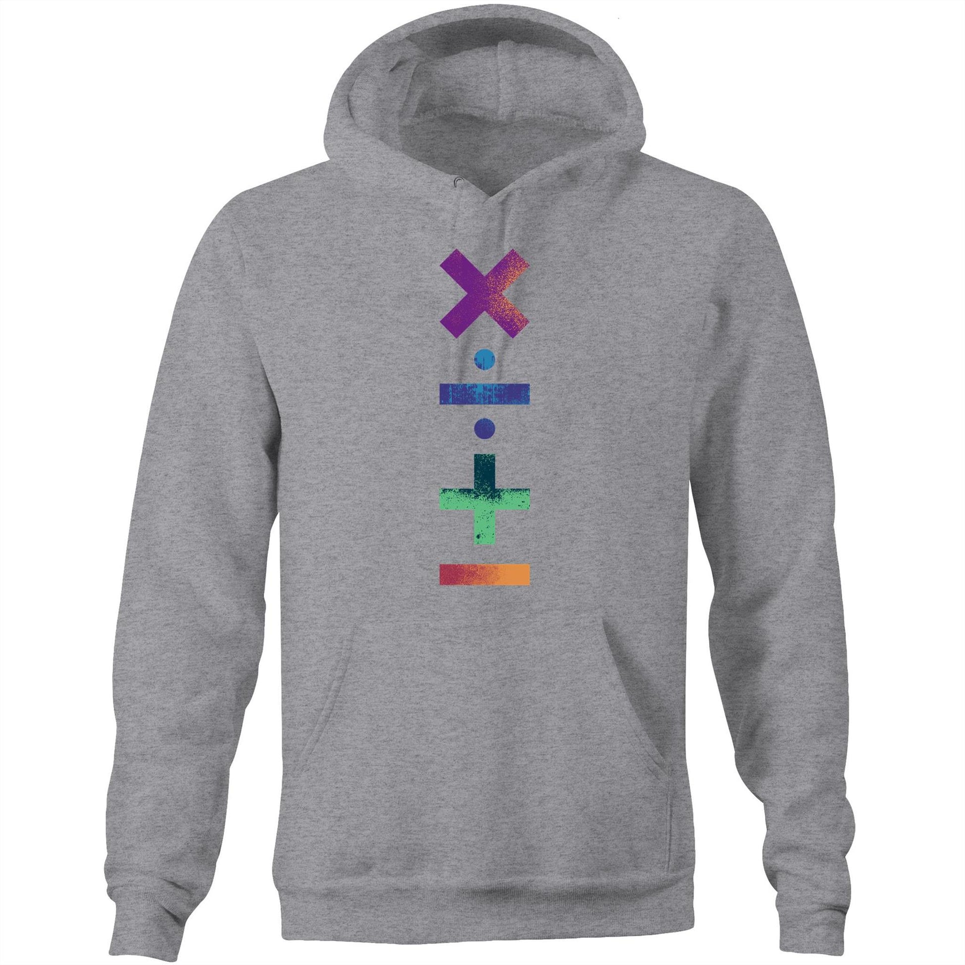 Maths Symbols - Pocket Hoodie Sweatshirt Grey Marle Hoodie Maths Science