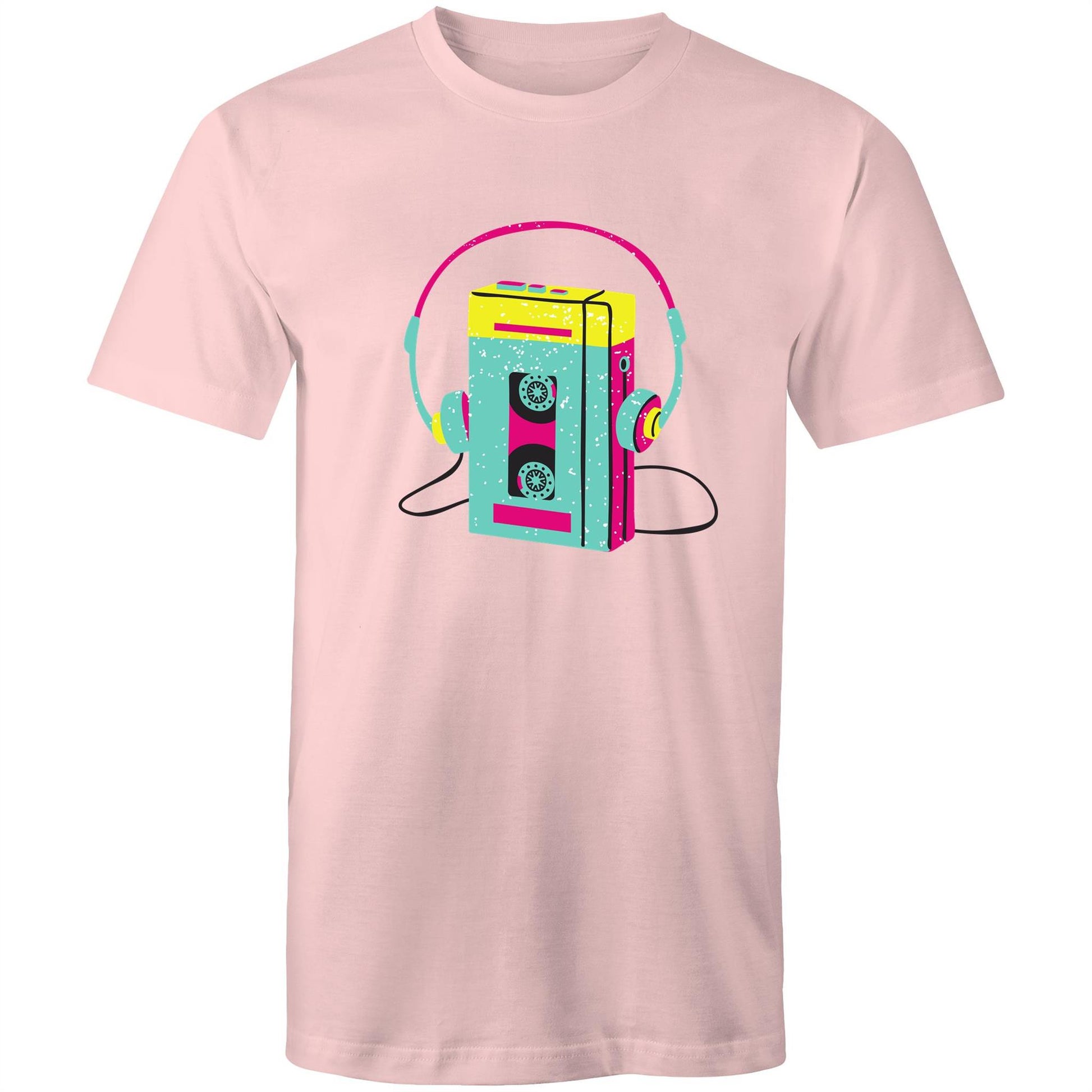 Wired For Sound, Music Player - Mens T-Shirt Pink Mens T-shirt Mens Music Retro