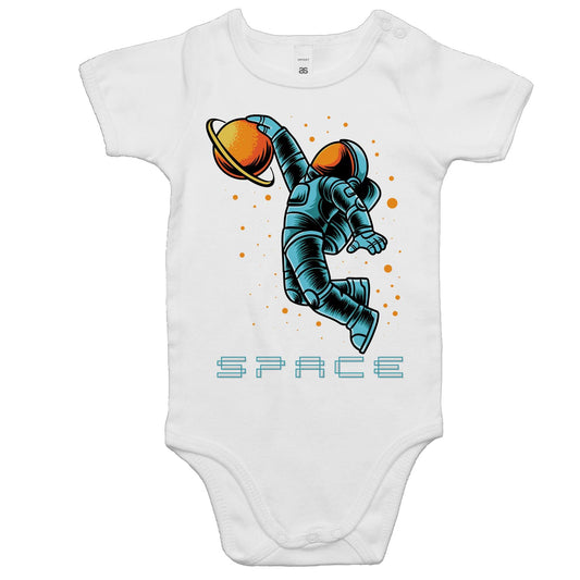 Astronaut Basketball - Baby Bodysuit White Baby Bodysuit Space
