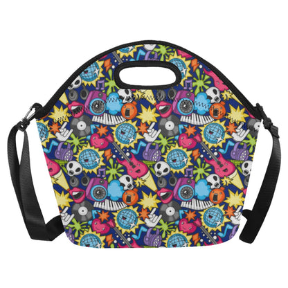 Sticker Music - Neoprene Lunch Bag/Large Neoprene Lunch Bag/Large Music Printed Offshore