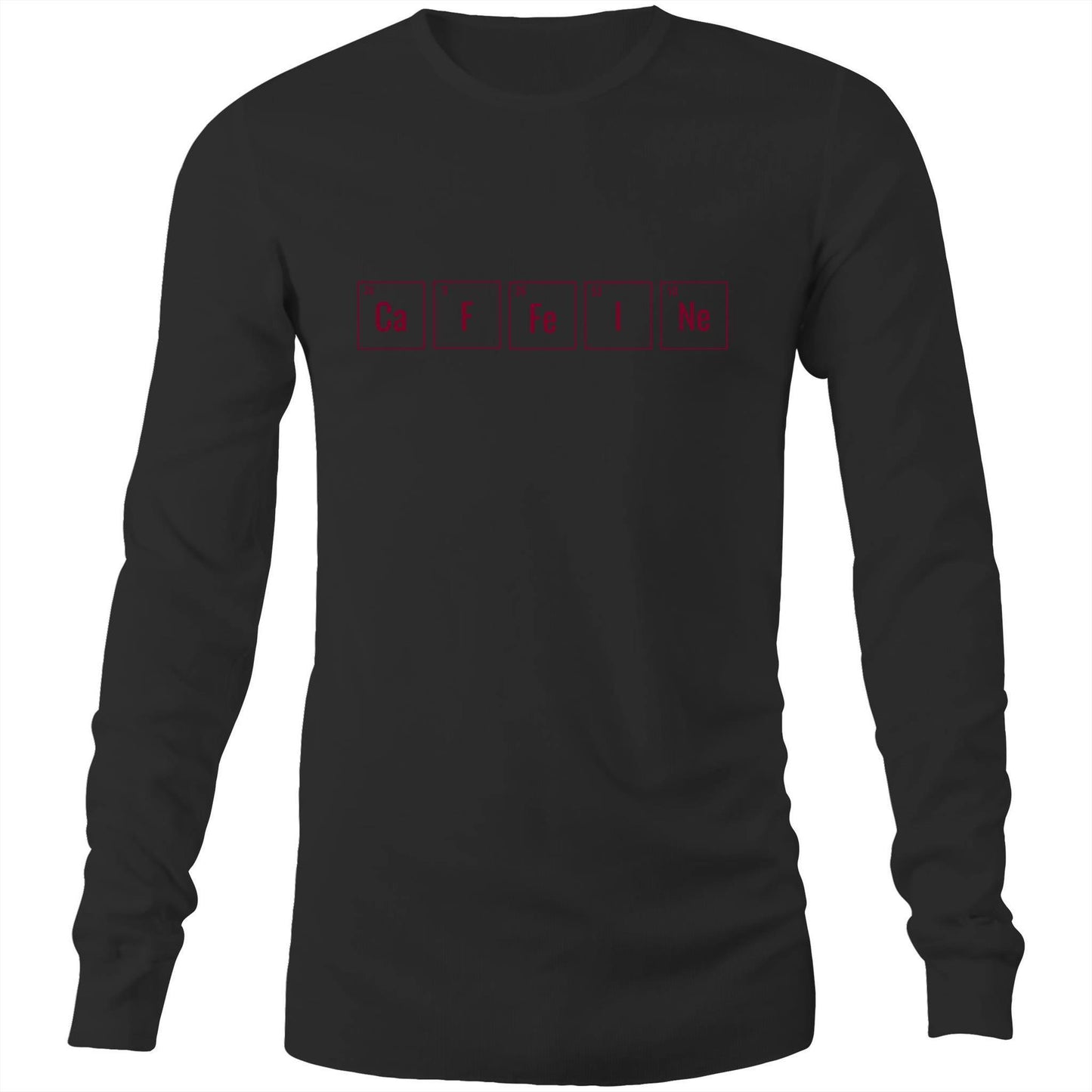 Caffeine Symbols - Long Sleeve T-Shirt Black Unisex Long Sleeve T-shirt Coffee Mens Science Womens
