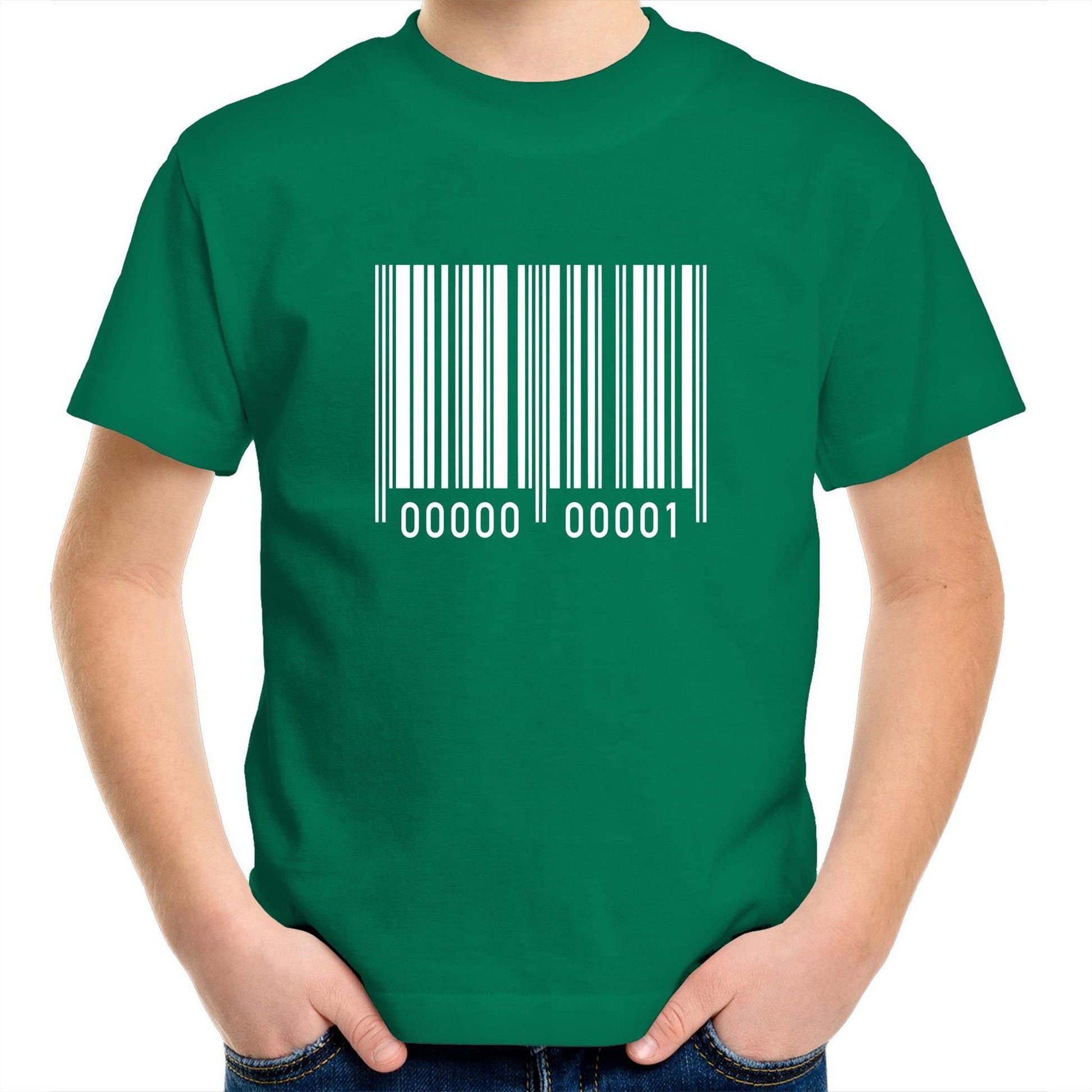 Barcode - Kids Youth Crew T-Shirt Kelly Green Kids Youth T-shirt