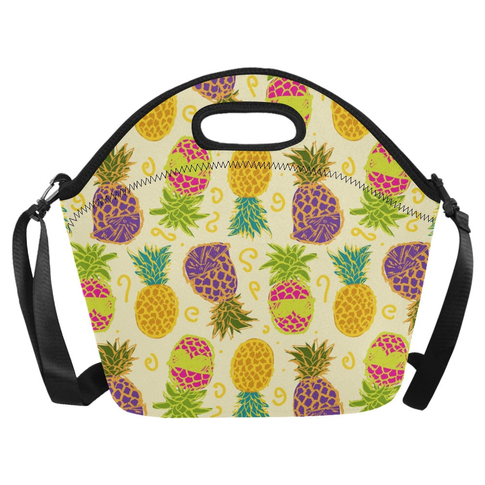 Pineapples - Neoprene Lunch Bag/Large Neoprene Lunch Bag/Large Food Printed Offshore