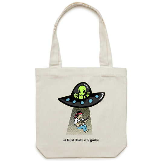 Guitarist Alien Abduction - Canvas Tote Bag Default Title Tote Bag Music Sci Fi