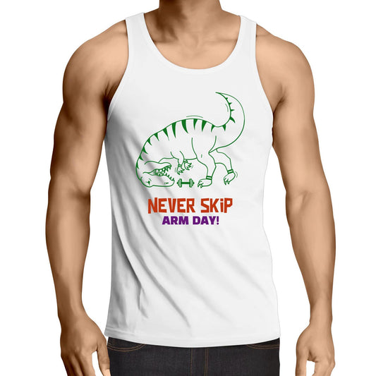 Never Skip Arm Day - Mens Singlet Top White Mens Singlet Top animal Fitness Funny Mens