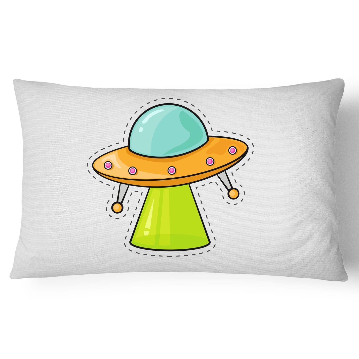 Alien UFO - 100% Cotton Pillow Case White One-Size Pillow Case comic kids Retro Sci Fi Space