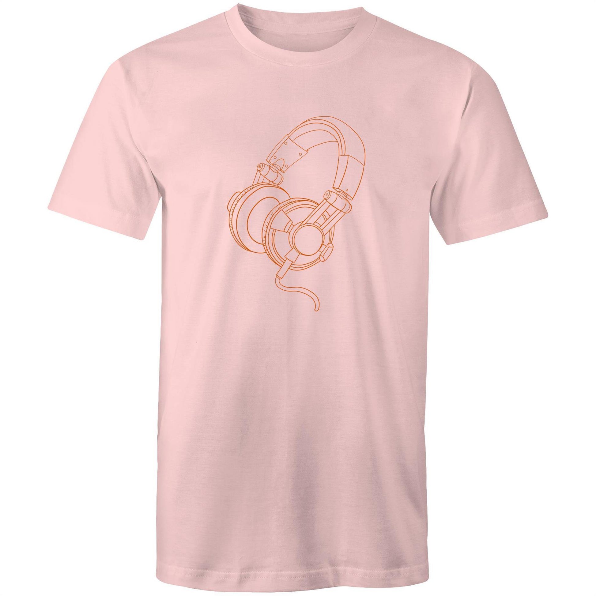 Headphones - Mens T-Shirt Pink Mens T-shirt Mens Music