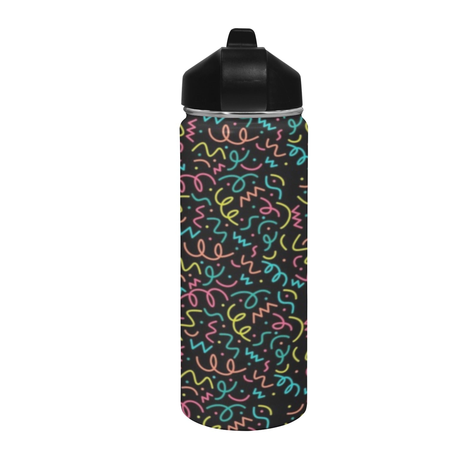 Squiggle Time - Insulated Water Bottle with Straw Lid (18 oz) Insulated Water Bottle with Straw Lid Printed Offshore